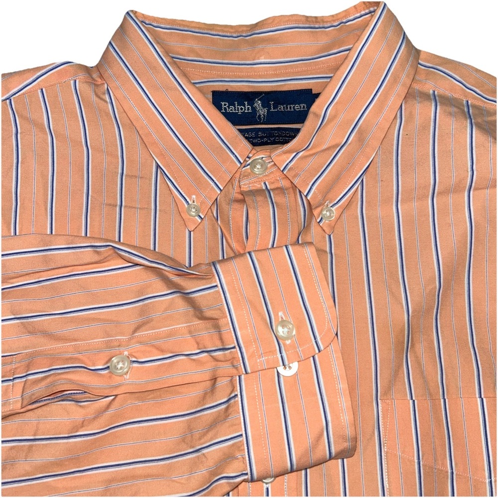 Polo Ralph Lauren Vintage Button Down 100% Two Ply Cotton Men's XL
